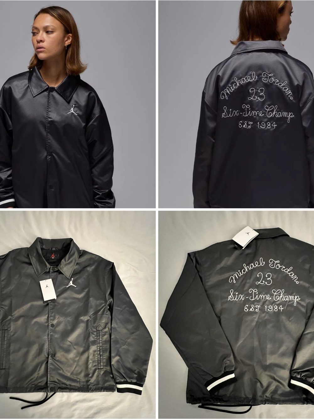 Nike WMNS Jordan Coach Jacket Black Sail HJ0087-010 Jumpman Flight Club Union XS